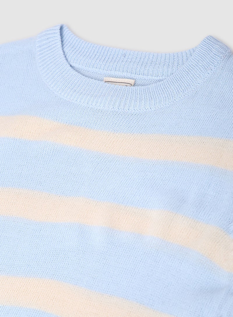 NEON Boys Round Neck Long Sleeve Sweater Blue/White  - Image 3