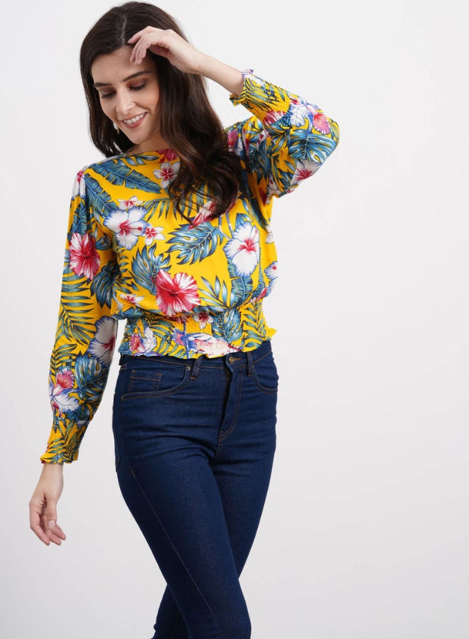 DRIP Floral Printed Puff Sleeve Top Multicolour  - Image 4