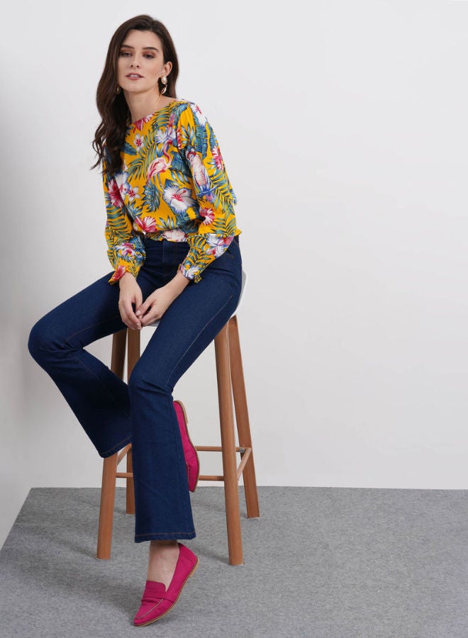 DRIP Floral Printed Puff Sleeve Top Multicolour  - Image 3