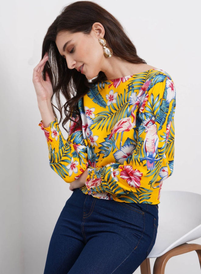 DRIP Floral Printed Puff Sleeve Top Multicolour  - Image 1