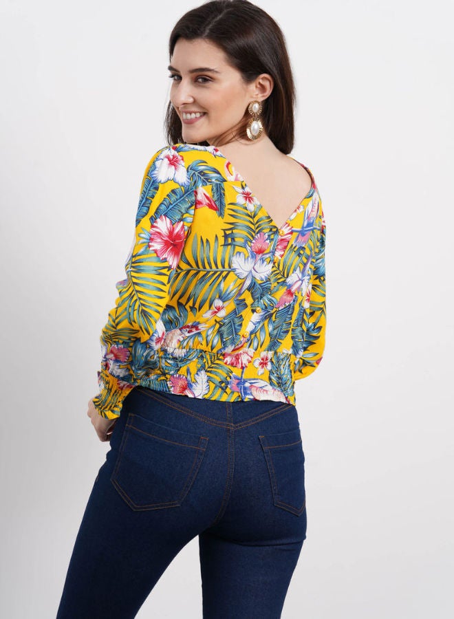 DRIP Floral Printed Puff Sleeve Top Multicolour  - Image 2