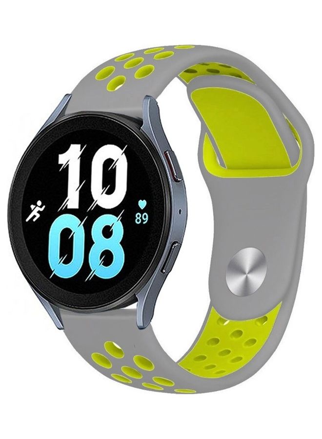 MARGOUN Samsung Galaxy Watch 5 / Galaxy Watch 5 Pro Band Silicone Replacement Strap 20mm Compatible with Galaxy Watch5 (44mm/40mm) Galaxy Watch5 Pro (45mm) Grey/Neon Green  - Image 1