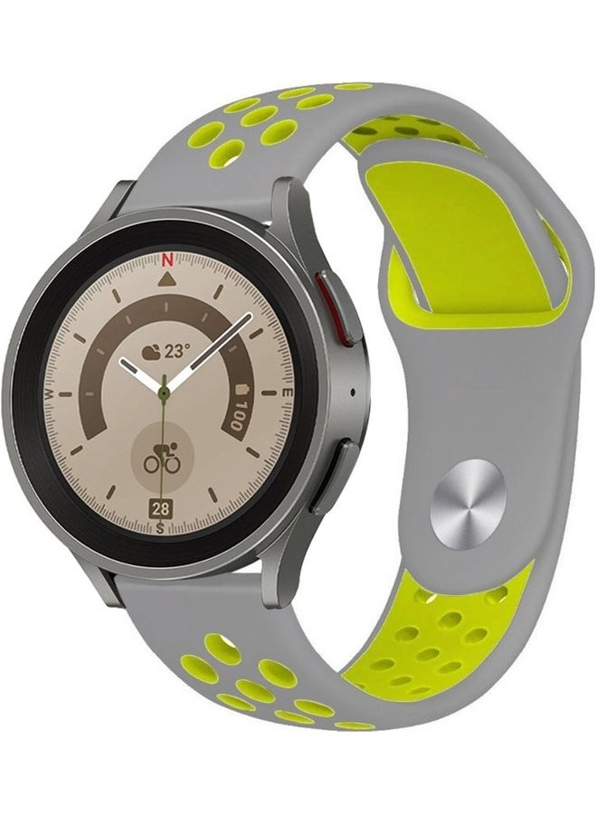 MARGOUN Samsung Galaxy Watch 5 / Galaxy Watch 5 Pro Band Silicone Replacement Strap 20mm Compatible with Galaxy Watch5 (44mm/40mm) Galaxy Watch5 Pro (45mm) Grey/Neon Green  - Image 2