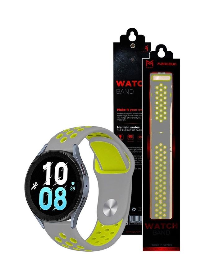 MARGOUN Samsung Galaxy Watch 5 / Galaxy Watch 5 Pro Band Silicone Replacement Strap 20mm Compatible with Galaxy Watch5 (44mm/40mm) Galaxy Watch5 Pro (45mm) Grey/Neon Green  - Image 4