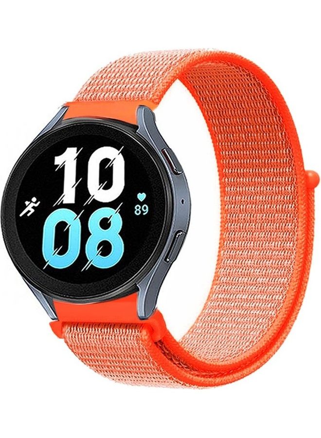 MARGOUN Samsung Galaxy Watch 5 / Galaxy Watch 5 Pro Band Nylon Loop Replacement Strap 20mm Compatible with Galaxy Watch5 (44mm/40mm) Galaxy Watch5 Pro (45mm) Orange - Image 1