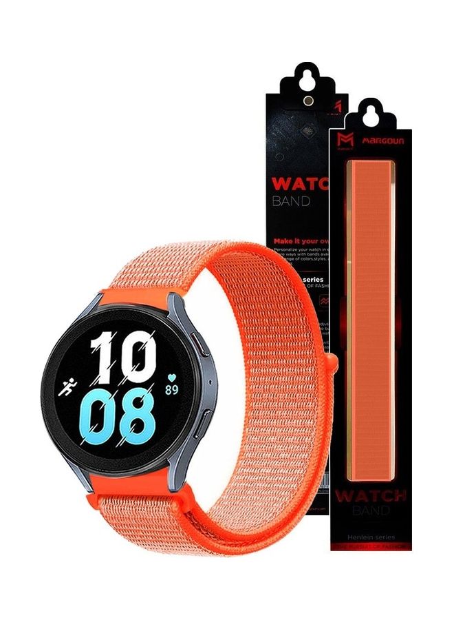 MARGOUN Samsung Galaxy Watch 5 / Galaxy Watch 5 Pro Band Nylon Loop Replacement Strap 20mm Compatible with Galaxy Watch5 (44mm/40mm) Galaxy Watch5 Pro (45mm) Orange - Image 3