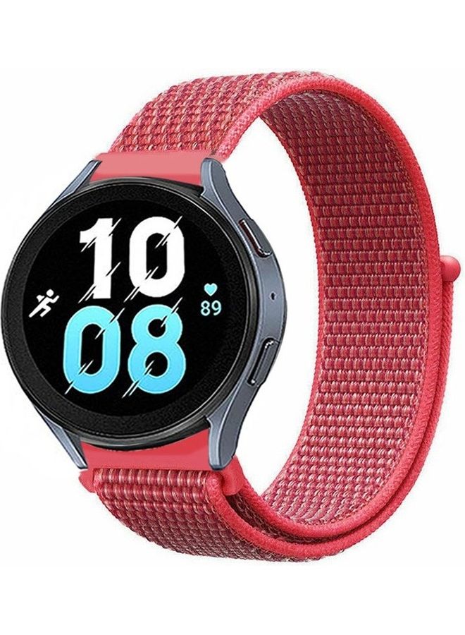 مارجون سوار بديل من النايلون بتصميم حلقي مقاس 20 مم متوافق مع ساعة سامسونج جالاكسي 5 مقاس (40 مم/44مم) وساعة جالاكسي5 برو مقاس (45مم) أحمر - Image 1