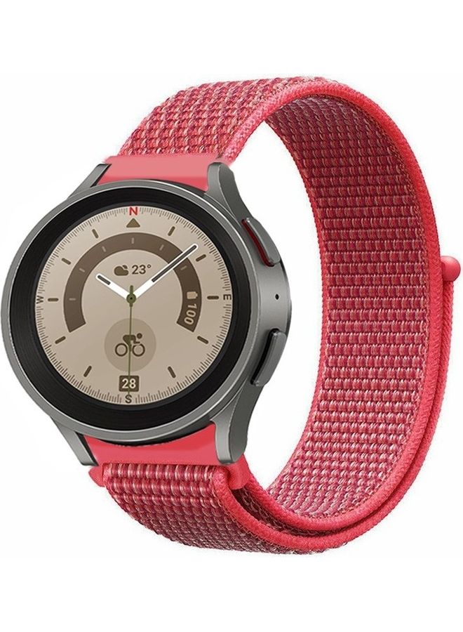 مارجون سوار بديل من النايلون بتصميم حلقي مقاس 20 مم متوافق مع ساعة سامسونج جالاكسي 5 مقاس (40 مم/44مم) وساعة جالاكسي5 برو مقاس (45مم) أحمر - Image 2