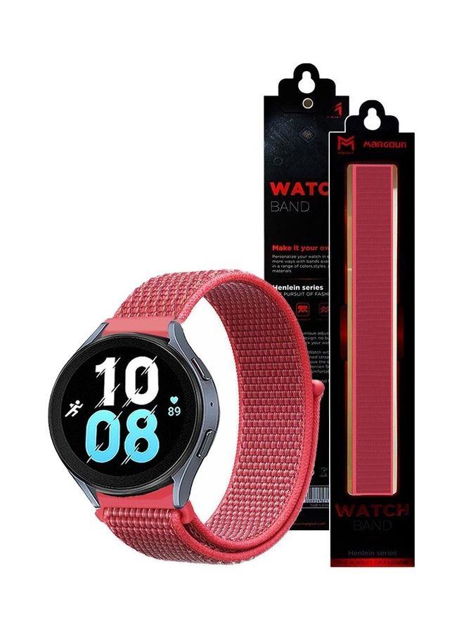 مارجون سوار بديل من النايلون بتصميم حلقي مقاس 20 مم متوافق مع ساعة سامسونج جالاكسي 5 مقاس (40 مم/44مم) وساعة جالاكسي5 برو مقاس (45مم) أحمر - Image 4