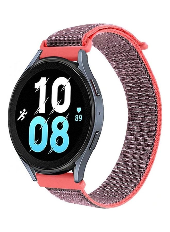 MARGOUN Samsung Galaxy Watch 5 / Galaxy Watch 5 Pro Band Nylon Loop Replacement Strap 20mm Compatible with Galaxy Watch5 (44mm/40mm) Galaxy Watch5 Pro (45mm) Pink/Grey  - Image 1