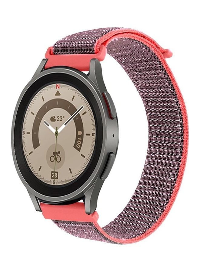 MARGOUN Samsung Galaxy Watch 5 / Galaxy Watch 5 Pro Band Nylon Loop Replacement Strap 20mm Compatible with Galaxy Watch5 (44mm/40mm) Galaxy Watch5 Pro (45mm) Pink/Grey  - Image 2