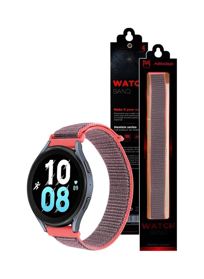MARGOUN Samsung Galaxy Watch 5 / Galaxy Watch 5 Pro Band Nylon Loop Replacement Strap 20mm Compatible with Galaxy Watch5 (44mm/40mm) Galaxy Watch5 Pro (45mm) Pink/Grey  - Image 3