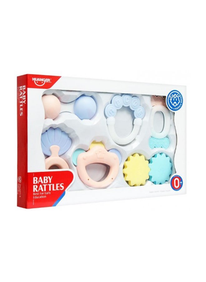 هوانجر مجموعة ألعاب خشخيشة عضاضة مكونة من 6 قطع، مادة ملونة متينة ومحمولة وقوية - Image 1