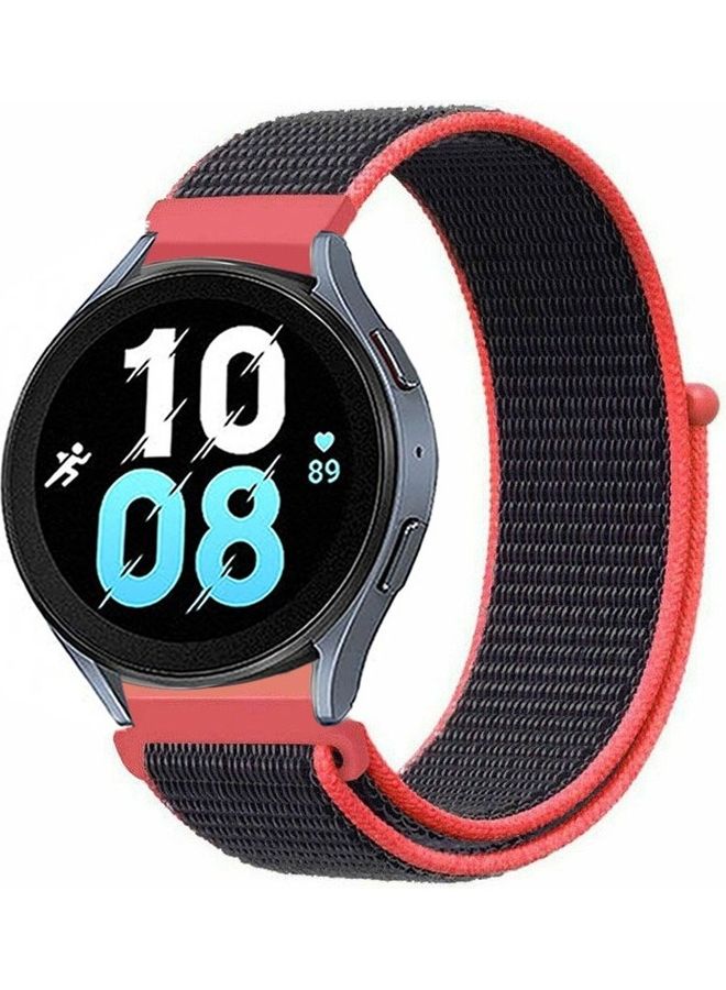 مارجون سوار بديل من النايلون بتصميم حلقي مقاس 20 مم متوافق مع ساعة سامسونج جالاكسي 5 مقاس (40 مم/44مم) وساعة جالاكسي5 برو مقاس (45مم) وردي/أسود - Image 1