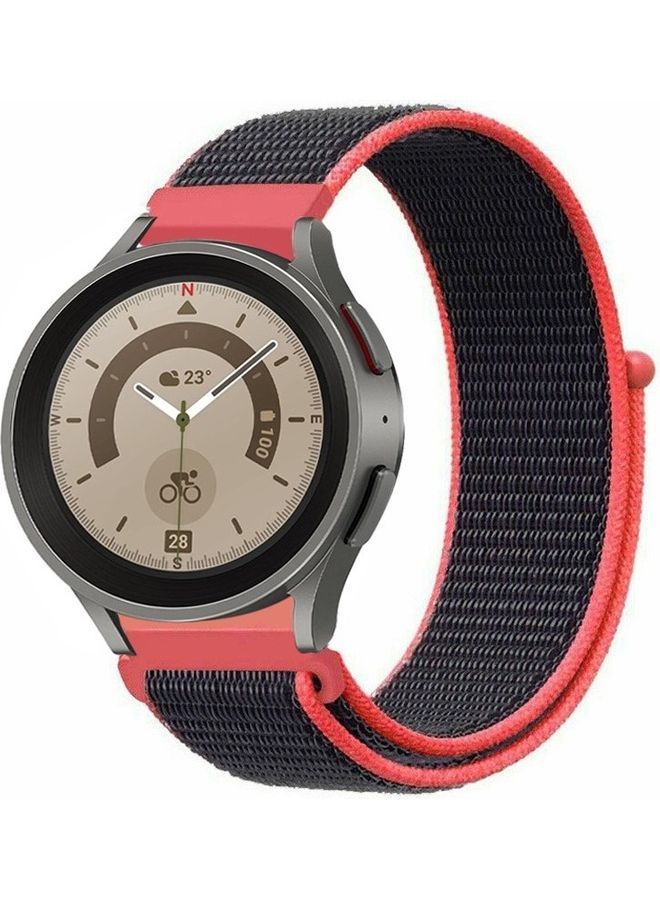 مارجون سوار بديل من النايلون بتصميم حلقي مقاس 20 مم متوافق مع ساعة سامسونج جالاكسي 5 مقاس (40 مم/44مم) وساعة جالاكسي5 برو مقاس (45مم) وردي/أسود - Image 2