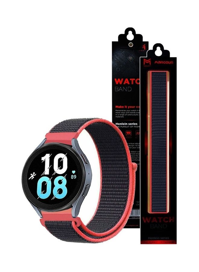 مارجون سوار بديل من النايلون بتصميم حلقي مقاس 20 مم متوافق مع ساعة سامسونج جالاكسي 5 مقاس (40 مم/44مم) وساعة جالاكسي5 برو مقاس (45مم) وردي/أسود - Image 4