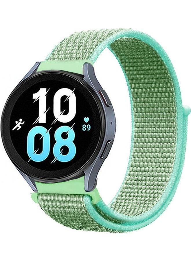 مارجون سوار بديل من النايلون بتصميم حلقي مقاس 20 مم متوافق مع ساعة سامسونج جالاكسي 5 مقاس (40 مم/44مم) وساعة جالاكسي5 برو مقاس (45مم) أخضر نعناعي - Image 1