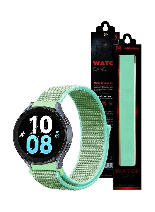 مارجون سوار بديل من النايلون بتصميم حلقي مقاس 20 مم متوافق مع ساعة سامسونج جالاكسي 5 مقاس (40 مم/44مم) وساعة جالاكسي5 برو مقاس (45مم) أخضر نعناعي - Image 3