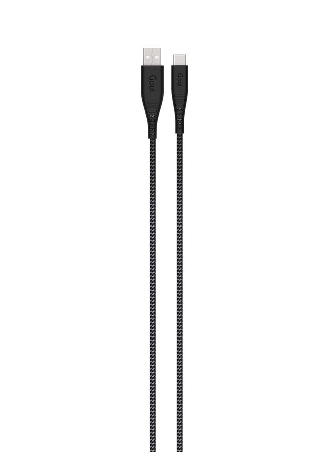 جوي كابل USB A Type C فائق المتانة ومرن بطول 1.5 متر وبقدرة 18 وات أسود/ رمادي  - Image 1