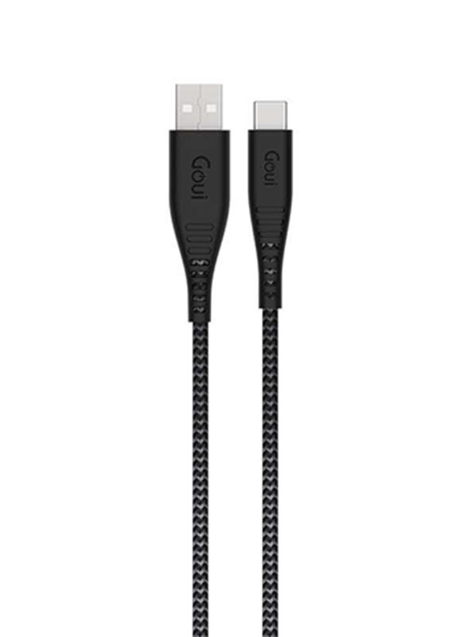 جوي كابل USB A Type C فائق المتانة ومرن بطول 1.5 متر وبقدرة 18 وات أسود/ رمادي  - Image 3
