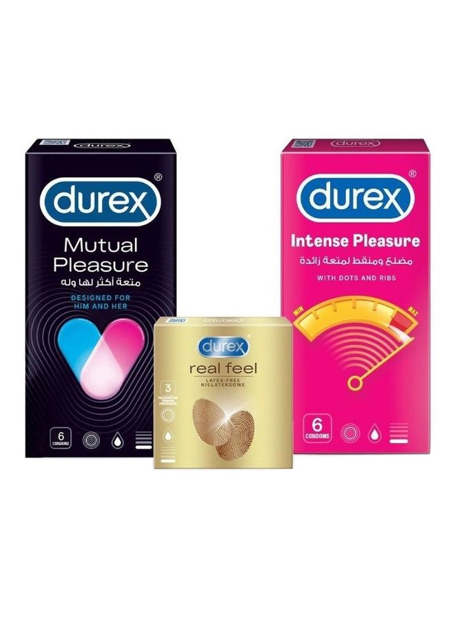 دوريكس مجموعة من (6 واقي ذكري ميوتشوال بليجر + 6 واقي ذكري ذو نقاط وأضلاع لمتعة زائدة + 3 واقي ذكري للرجال ريل فيل للإحساس بملمس طبيعي ) - Image 2
