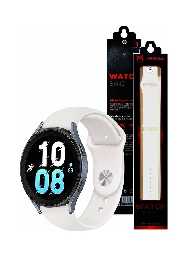 MARGOUN Samsung Galaxy Watch 5 / Galaxy Watch 5 Pro Band Silicone Replacement Strap 20mm Compatible with Galaxy Watch5 (44mm/40mm) Galaxy Watch5 Pro (45mm) White  - Image 3