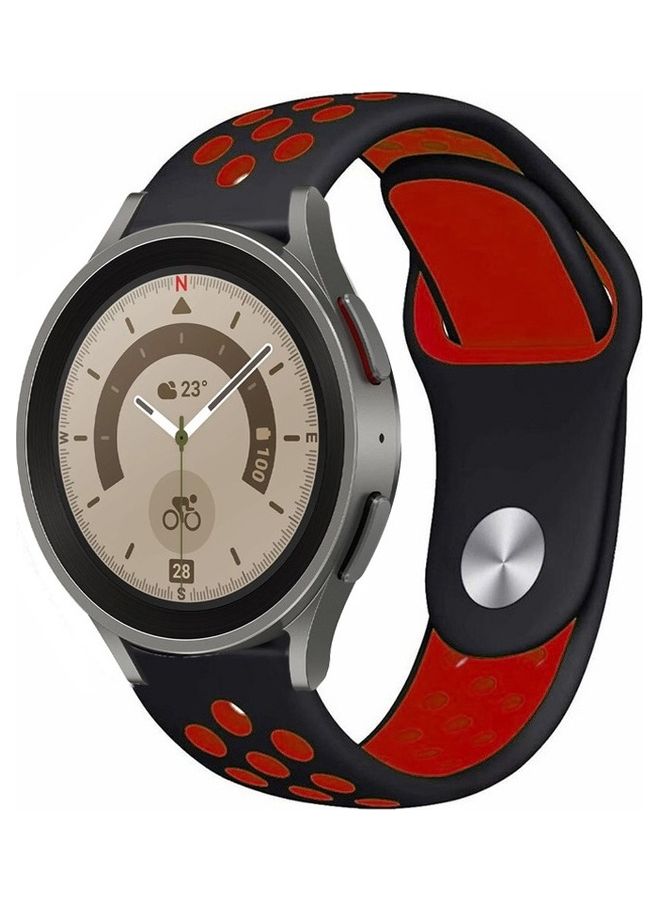 MARGOUN Samsung Galaxy Watch 5 / Galaxy Watch 5 Pro Band Silicone Replacement Strap 20mm Compatible with Galaxy Watch5 (44mm/40mm) Galaxy Watch5 Pro (45mm) Black/Red - Image 2