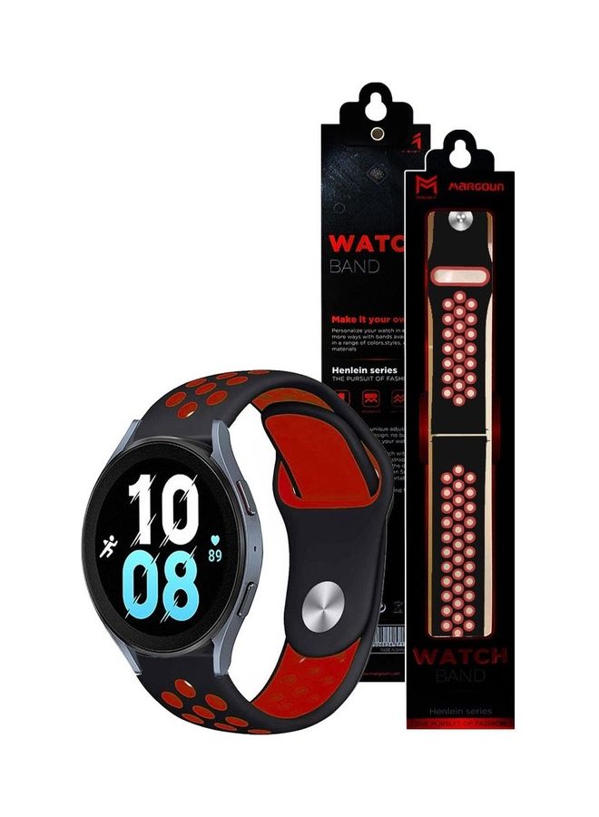 MARGOUN Samsung Galaxy Watch 5 / Galaxy Watch 5 Pro Band Silicone Replacement Strap 20mm Compatible with Galaxy Watch5 (44mm/40mm) Galaxy Watch5 Pro (45mm) Black/Red - Image 3