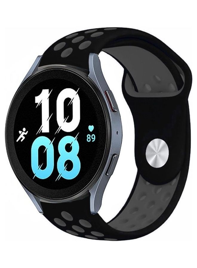 MARGOUN Samsung Galaxy Watch 5 / Galaxy Watch 5 Pro Band Silicone Replacement Strap 20mm Compatible with Galaxy Watch5 (44mm/40mm) Galaxy Watch5 Pro (45mm) Black/Grey  - Image 1