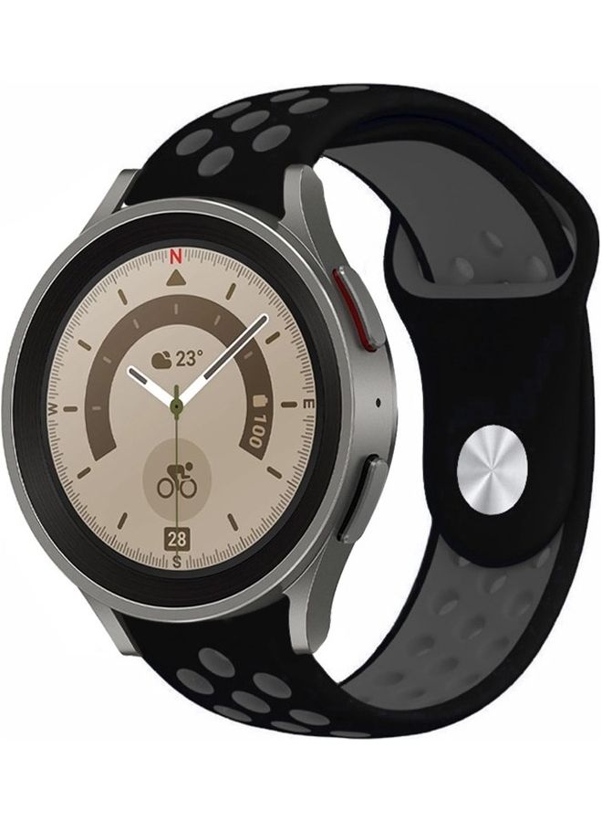 MARGOUN Samsung Galaxy Watch 5 / Galaxy Watch 5 Pro Band Silicone Replacement Strap 20mm Compatible with Galaxy Watch5 (44mm/40mm) Galaxy Watch5 Pro (45mm) Black/Grey  - Image 2