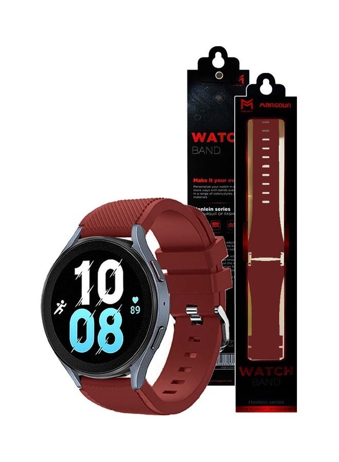MARGOUN Samsung Galaxy Watch 5 / Galaxy Watch 5 Pro Band Silicone Replacement Strap with Buckle Closure 20mm Compatible with Galaxy Watch5 (44mm/40mm) Galaxy Watch5 Pro (45mm) Maroon - Image 3
