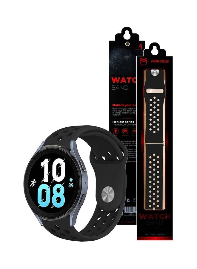 MARGOUN Samsung Galaxy Watch 5 / Galaxy Watch 5 Pro Band Silicone Replacement Strap 20mm Compatible with Galaxy Watch5 (44mm/40mm) Galaxy Watch5 Pro (45mm) Black  - Image 3