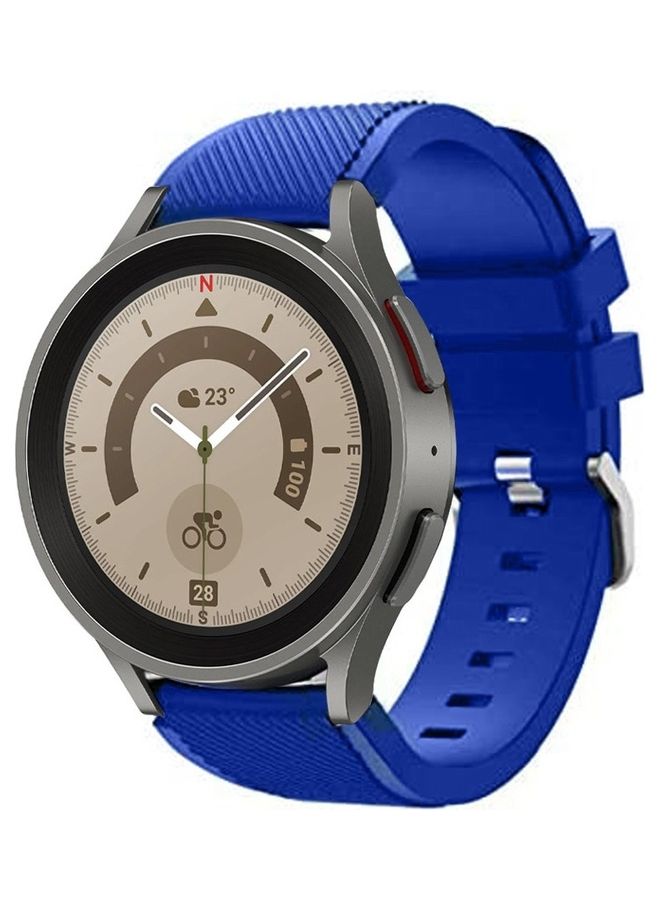 مارجون سوار بديل من السيليكون بإغلاق بإبزيم مقاس 20 مم متوافق مع ساعة سامسونج جالاكسي 5 (مقاس 44 مم/40 مم) / جالاكسي 5 برو (45 مم) أزرق غامق - Image 2