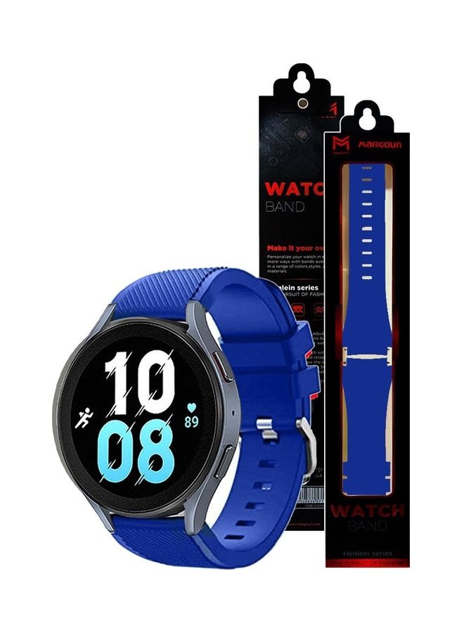 مارجون سوار بديل من السيليكون بإغلاق بإبزيم مقاس 20 مم متوافق مع ساعة سامسونج جالاكسي 5 (مقاس 44 مم/40 مم) / جالاكسي 5 برو (45 مم) أزرق غامق - Image 3