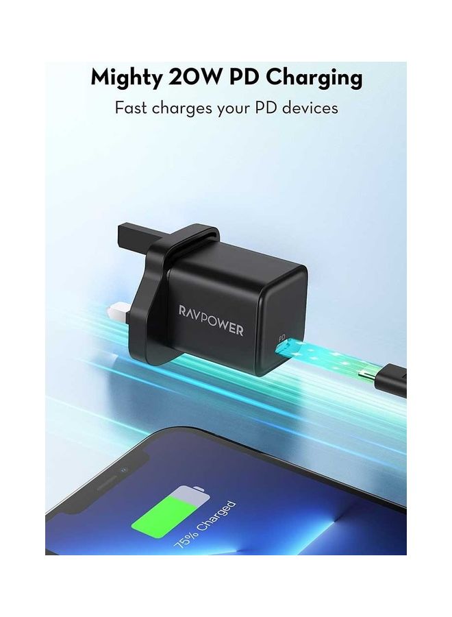 RAVPOWER Wall Charger PD Pioneer, 20W Black  - Image 2