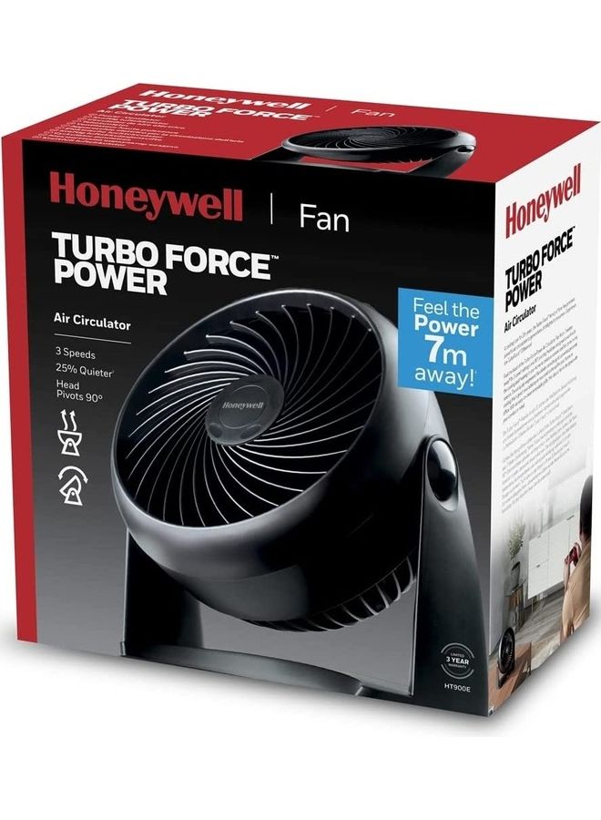 Honeywell - TurboForce Power Fan, Quiet Operation Cooling, 90° Variable Tilt, 3 Speed Settings, Wall Mount Feature, Table Fan 30 W HT900EV1 Black - Image 1