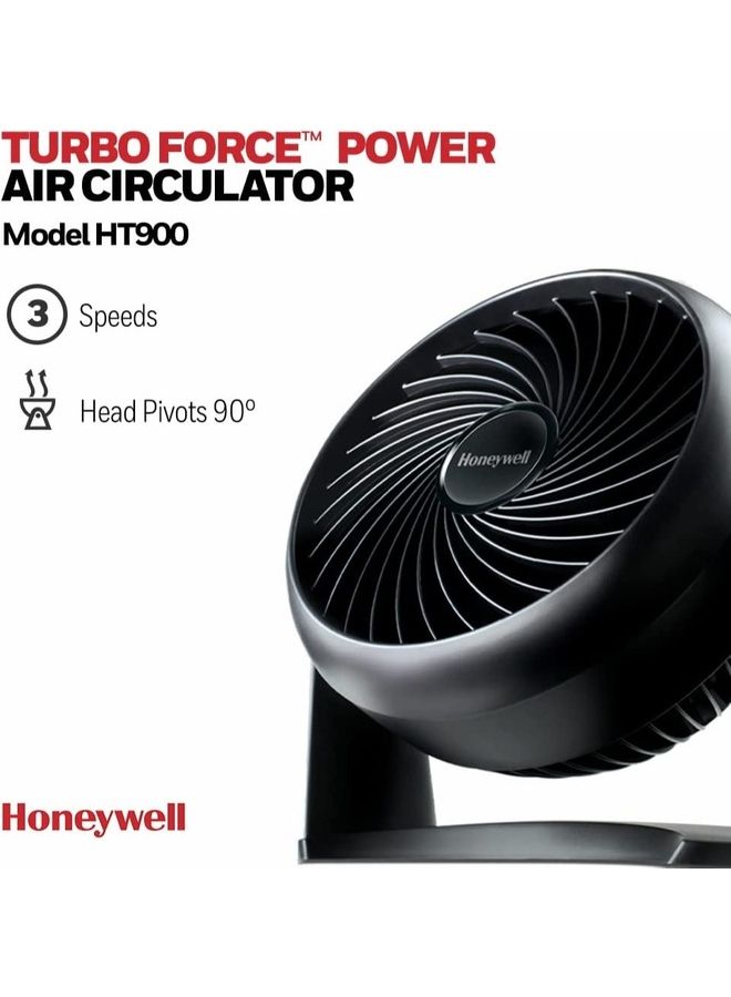 Honeywell - TurboForce Power Fan, Quiet Operation Cooling, 90° Variable Tilt, 3 Speed Settings, Wall Mount Feature, Table Fan 30 W HT900EV1 Black - Image 1