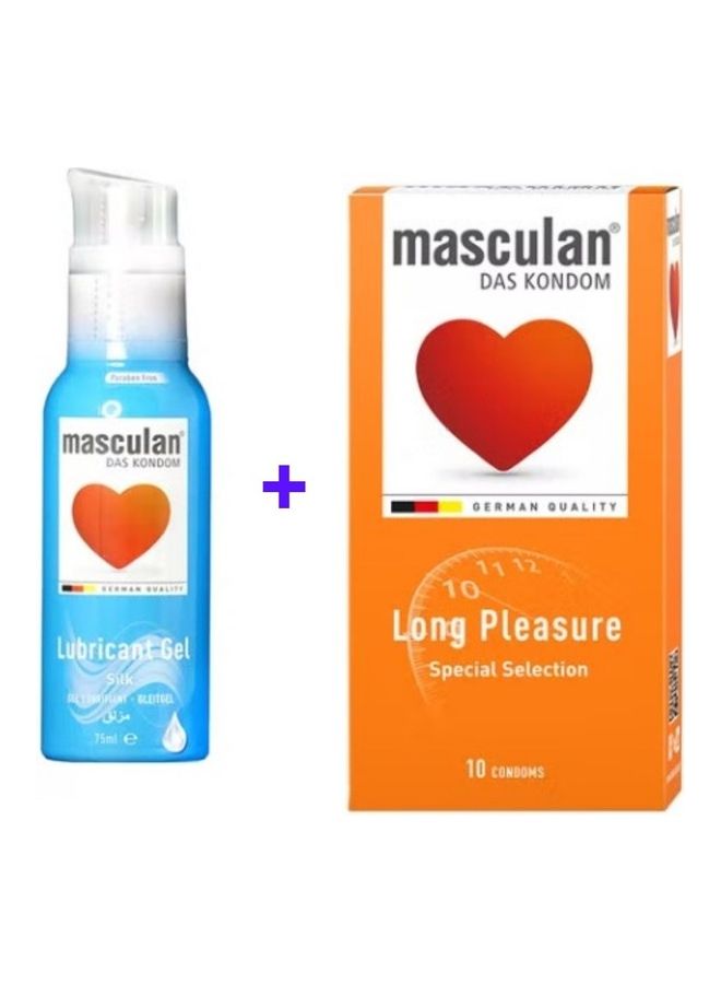 ماسكولان جل تشحيم حريري مع 10 قطع من الواقي الذكري الطويل الممتع