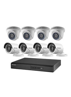 HIKVISION 8-Piece 1MP Surveillance Camera With DVR Set White/Black  - Image 1