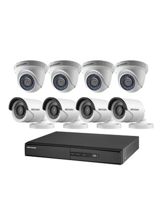 طقم كاميرا مراقبة بدقة 1 ميجابكسل مع مسجل فيديو رقمي من 8 قطع، لون أبيض/ أسود - v1663250822/N15393909A_1