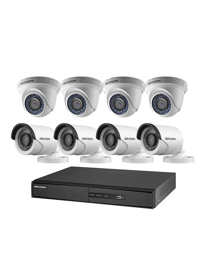 HIKVISION 8-Piece 1MP Surveillance Camera With DVR Set White/Black  - Image 1