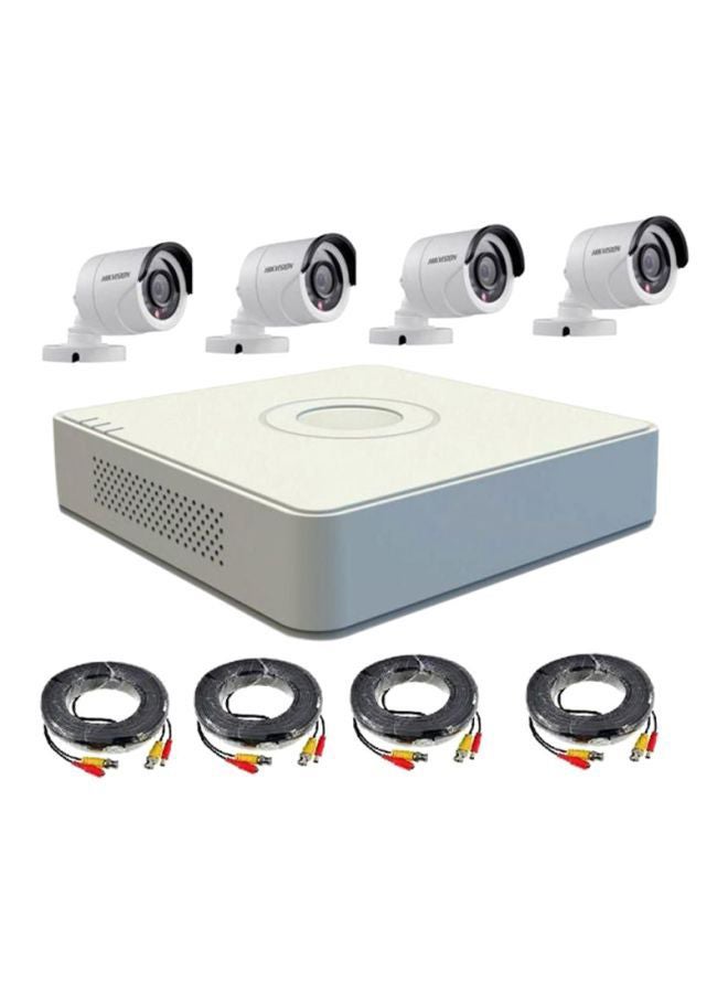 HIKVISION 4 Channel Turbo CCTV Kit With 4 720p 1MP Surveillance Cameras White/Black  - Image 1