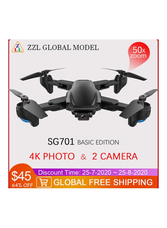 ماركة غير محددة - طائرة بدون طيار SG701 RC مع كاميرا 4K مزدوجة كاميرا واي فاي FPV بدون طيار RC كوادكوبتر قابلة للطي مع وضع مقطوعة الرأس مسار الرحلة مع حقيبة - Image 1