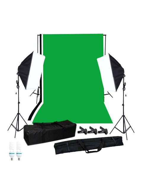 Photography Softbox Lighting Kit With Studio Background Stand Black/White/Green