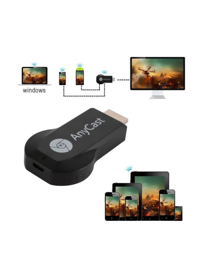 AnyCast - WiFi Display Dongle Reciever With 2-In-1 Cable Black/Silver - Image 1