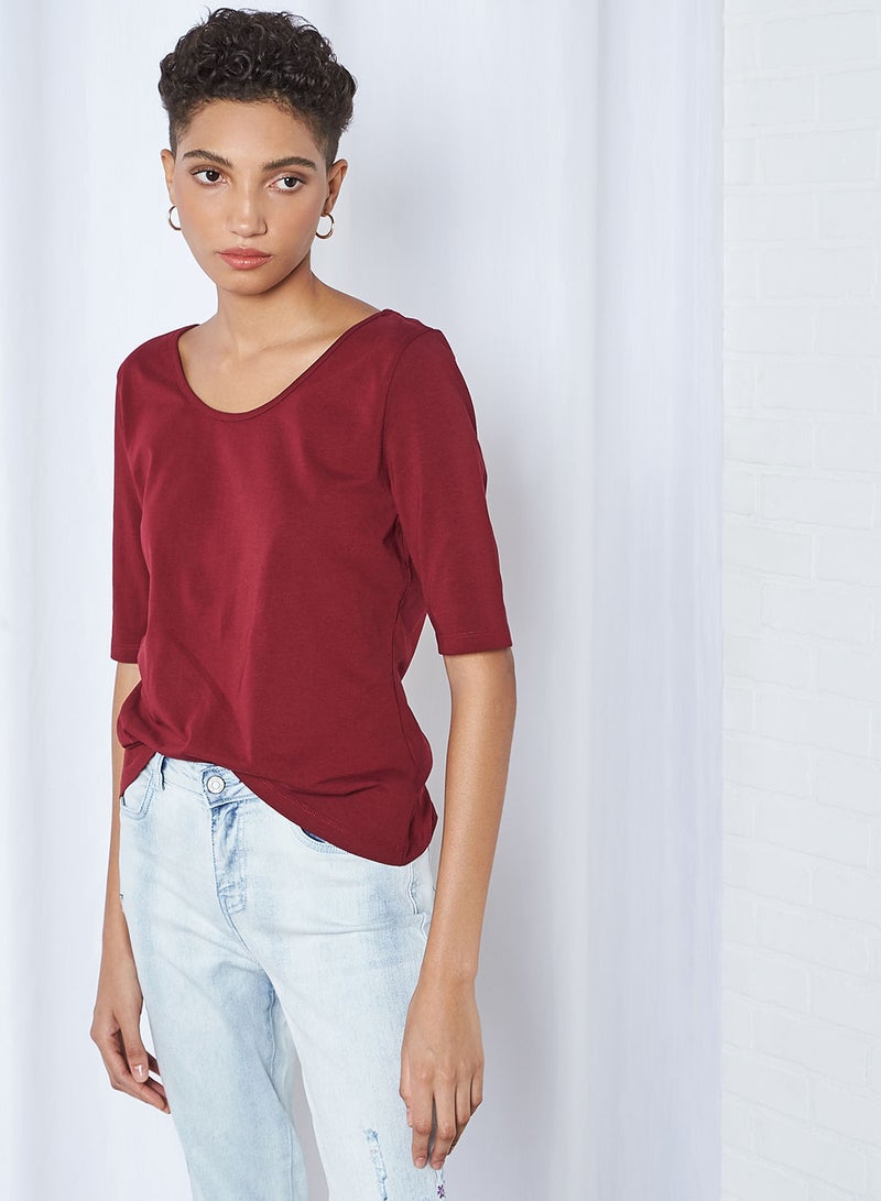 GINGER BY LIFESTYLE - Low Back T-Shirt Burgundy - Image 1