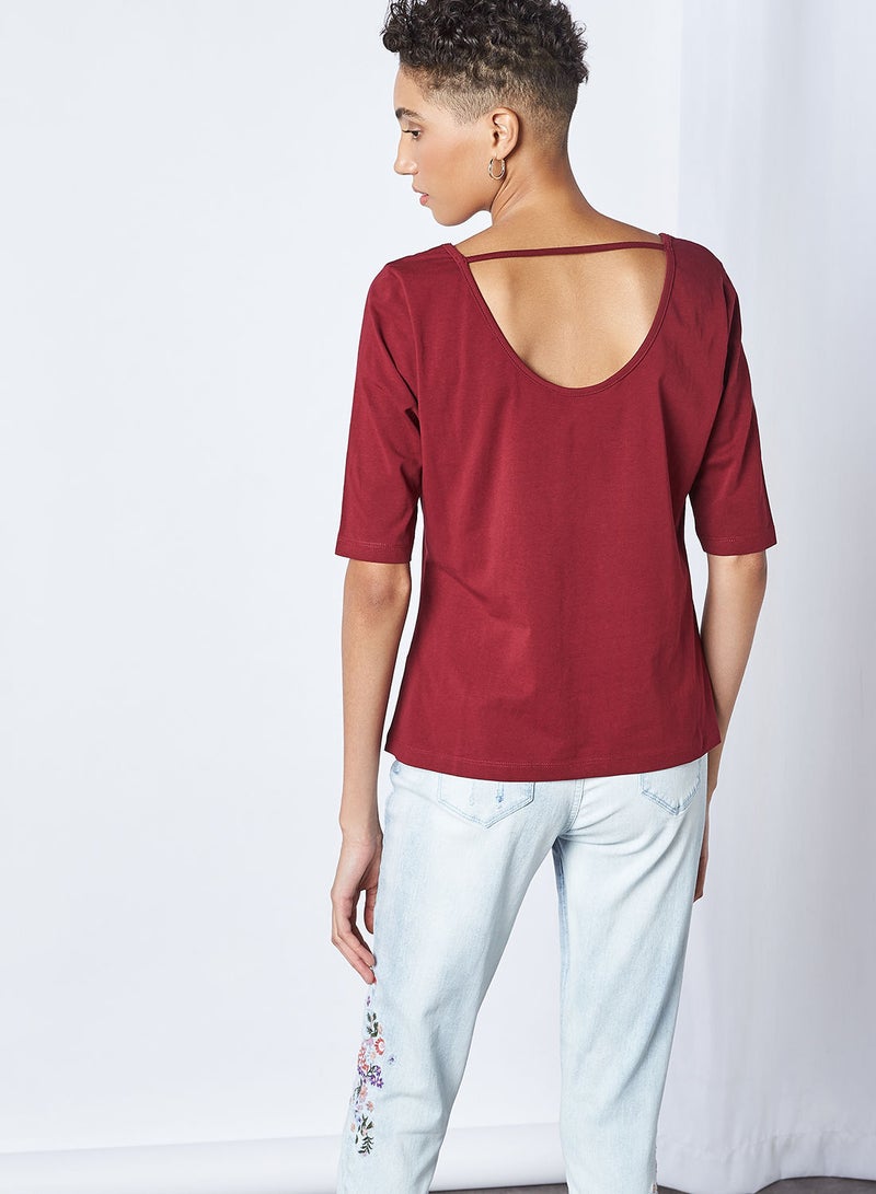 GINGER BY LIFESTYLE - Low Back T-Shirt Burgundy - Image 1