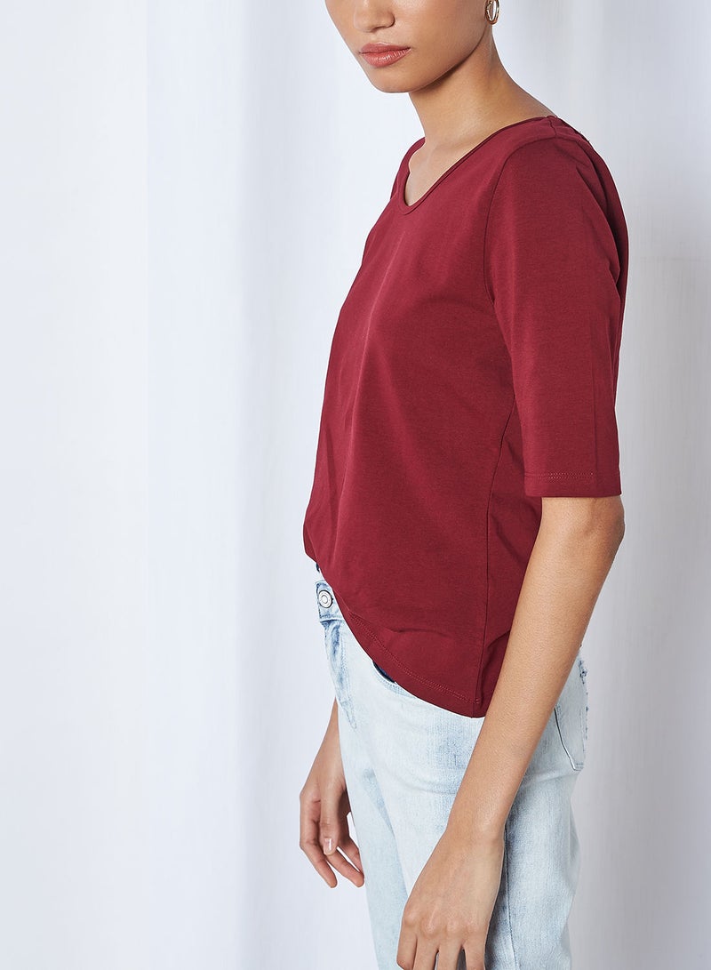 GINGER BY LIFESTYLE - Low Back T-Shirt Burgundy - Image 1