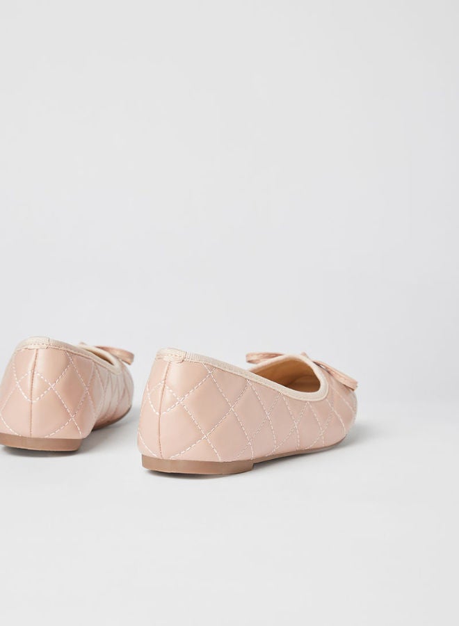 Jove - Stylish Textured Flat Slip-On Ballerina Nude Pink - Image 1