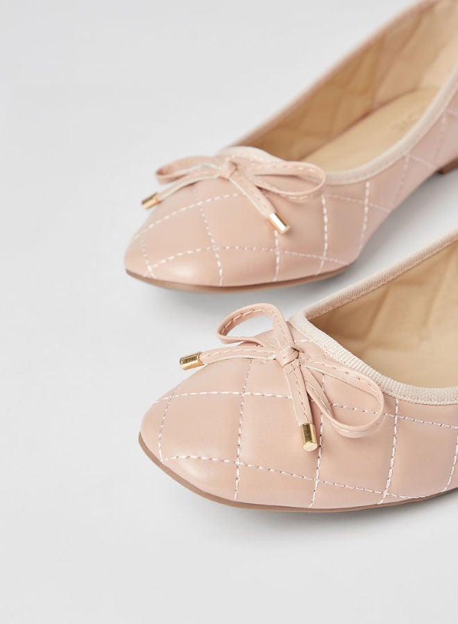 Jove - Stylish Textured Flat Slip-On Ballerina Nude Pink - Image 1